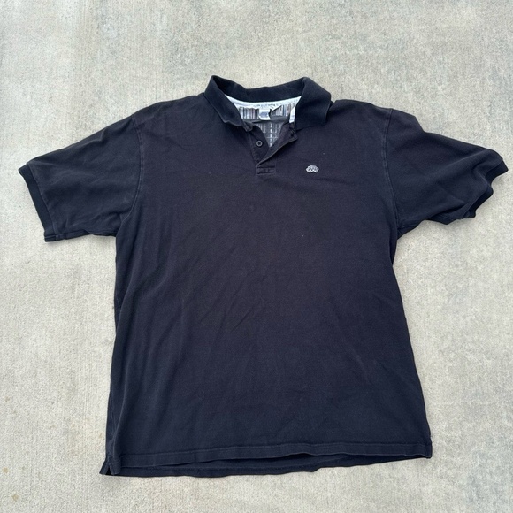 Ecko Unltd Mens Black Pique Knit Polo Shirt Rhino Logo Three Button - Picture 1 of 4